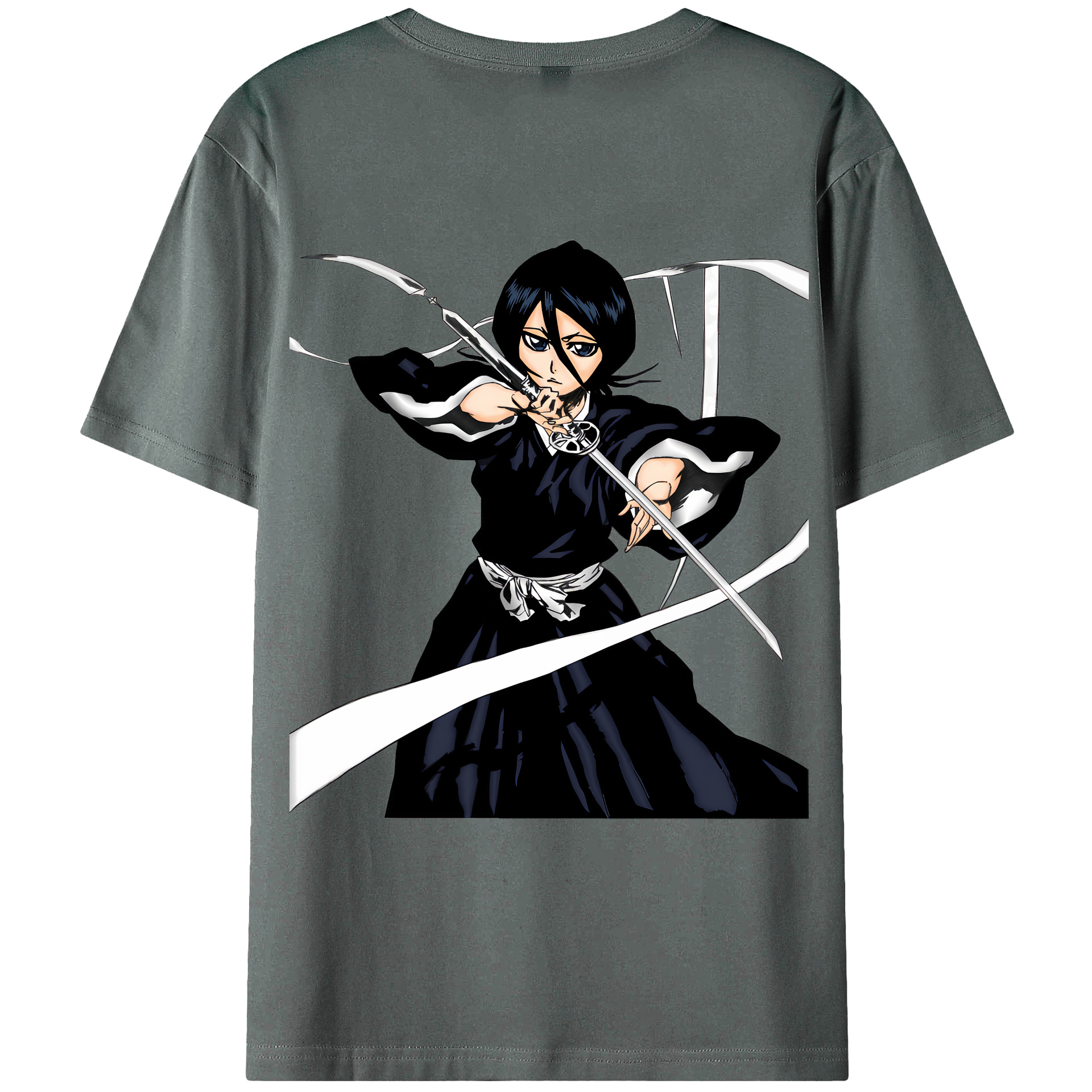 （画像用） ブリーチ 朽木ルキア BLEACH Kuchiki Rukia 綿100％ メンズ半袖Tシャツ（バックプリント） 通気性